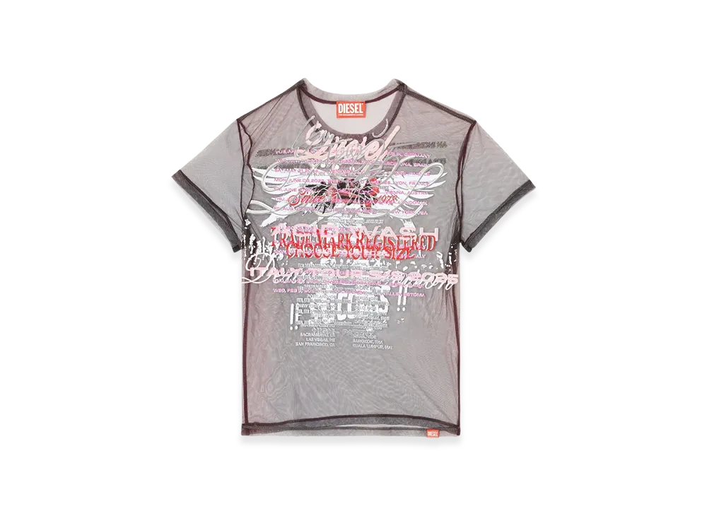 Diesel T-Yrac Sheer Top With Lyrics Print "Black"