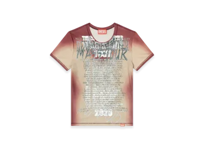 Diesel T-Kalyc Short-Sleeve Top With Lyrics Print "Brown"