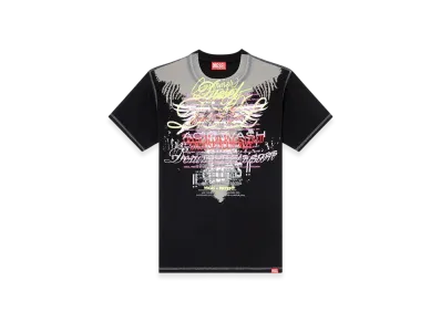 Diesel T-Normac-1 Crew Neck T-Shirt With Lyrics Print "Black"