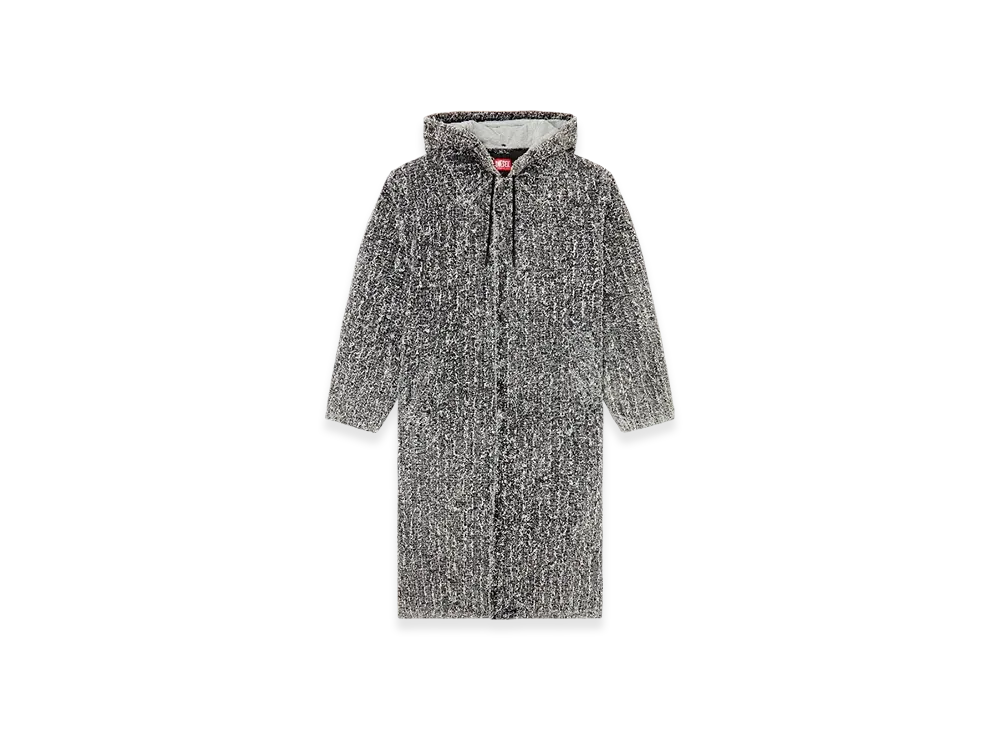 Diesel D-Jack-S Hooded Coat In Boucle Denim "Black"