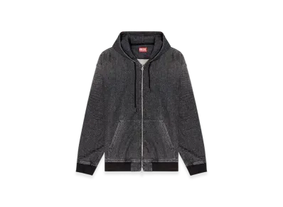 Diesel D-Giri-S Track Zipped Hoodie In Dirt-Effect Track Denim "Black"