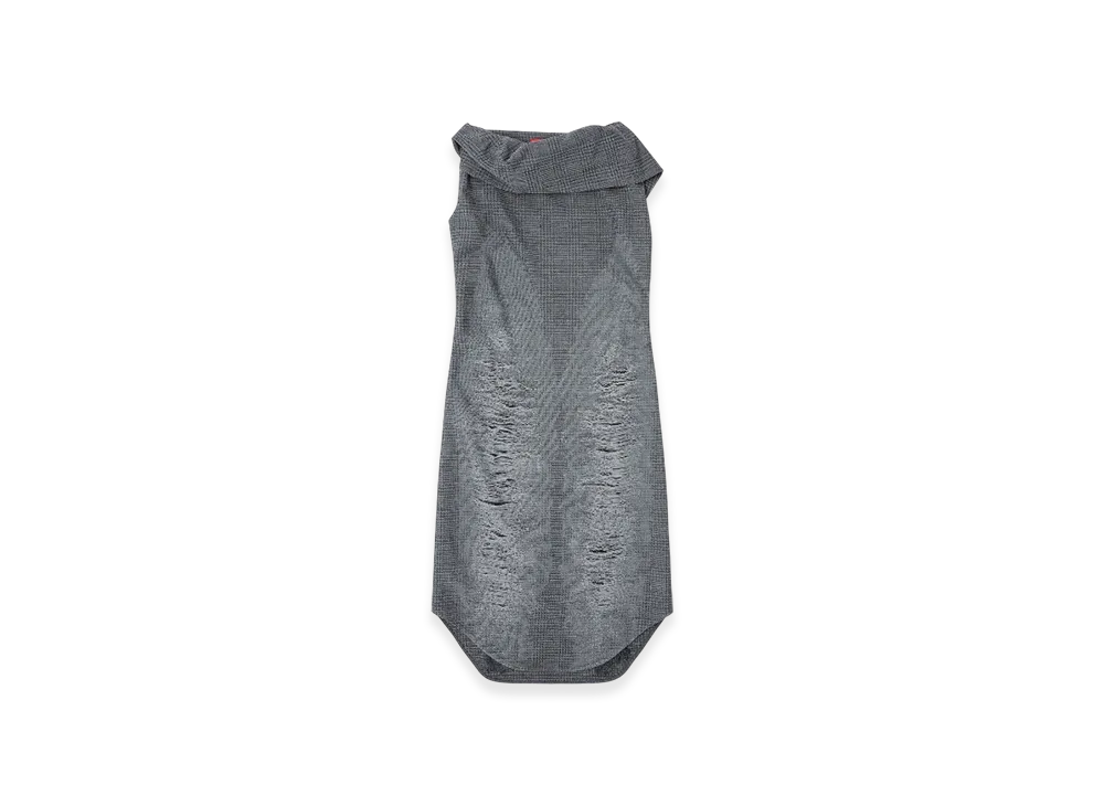 Diesel D-Mauve Prince Of Wales Midi Dress With Distressing "Gray"