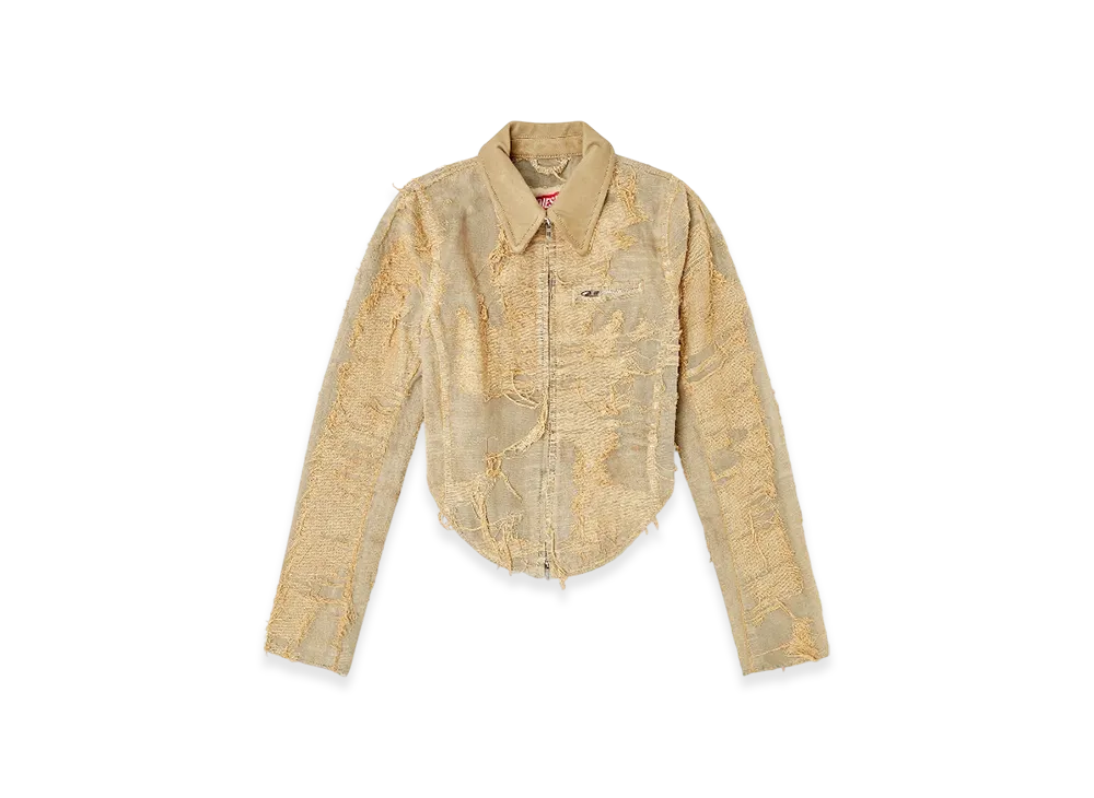 Diesel De-Nea-FSG Slim Jacket In Overdyed Floating-Thread Denim "Light Brown"