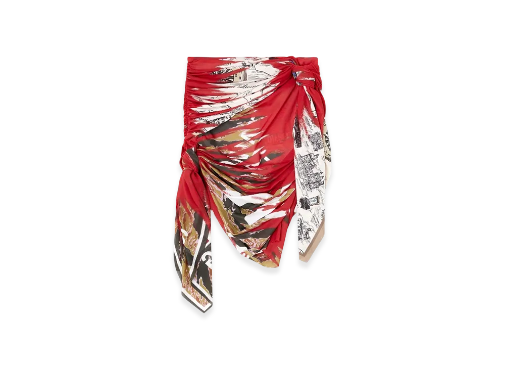 Diesel O-Ruellia Draped Bandana Mini Skirt In Stretch Nylon "Pink White"