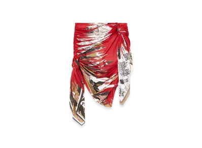 Diesel O-Ruellia Draped Bandana Mini Skirt In Stretch Nylon "Pink White"