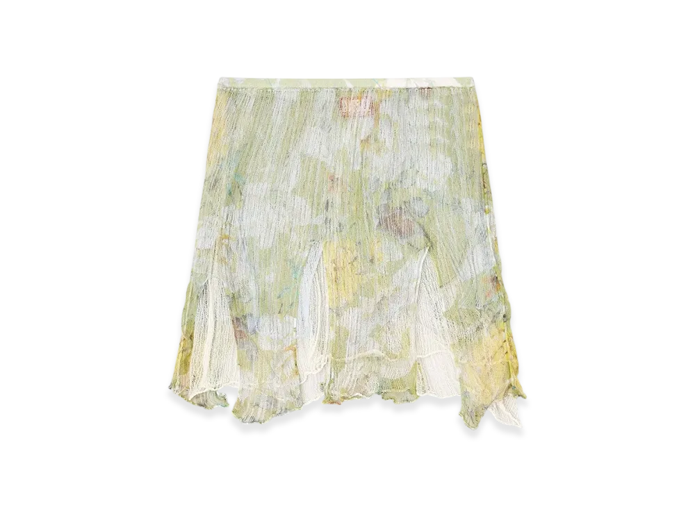 Diesel M-Atreius Floral Knitted Skirt With Distressing "Green White"