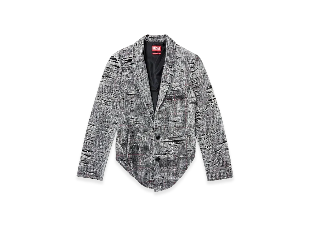 Diesel De-Phonix-FSG Blazer In Distressed Prince Of Wales Denim "Gray"