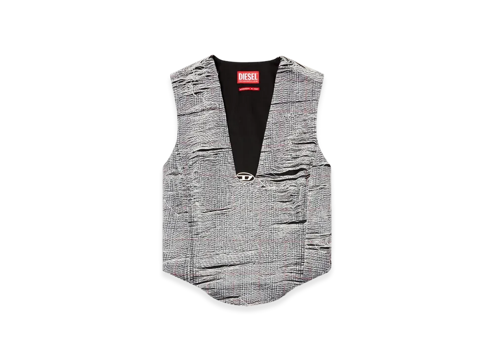 Diesel De-Laris-FSG Top In Distressed Prince Of Wales Denim "Gray"