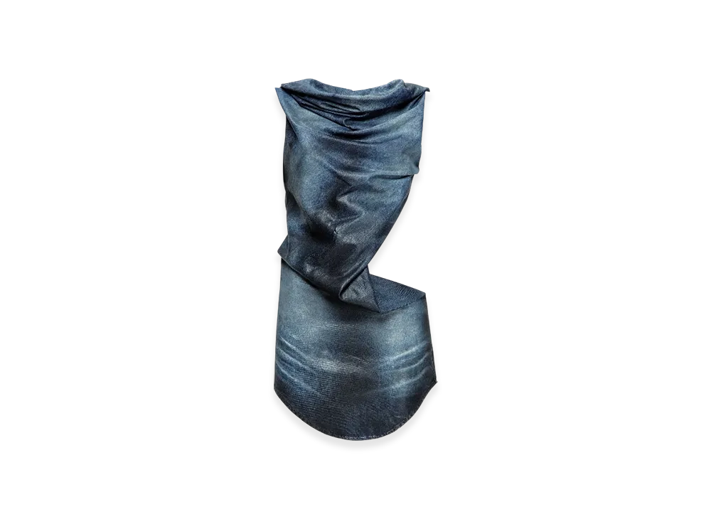 Diesel De-Brey-FSG Dress In Glossy Coated Tencel Denim "Black"