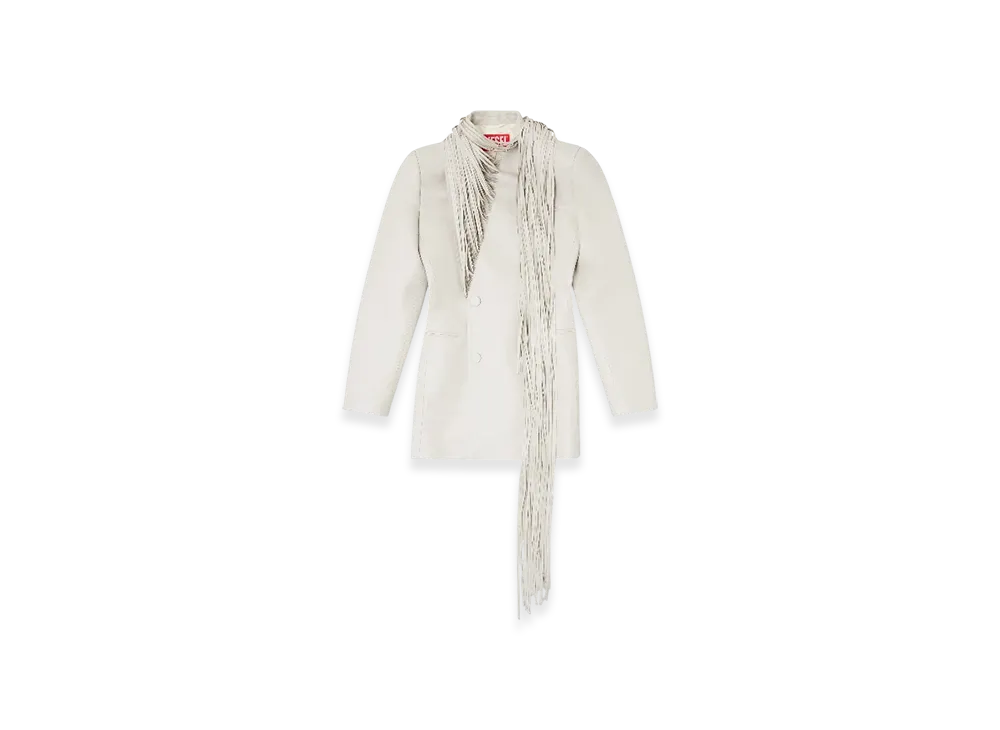 Diesel G-Shank Short Coat With Shredded Scarf Fringing "Light Gray"