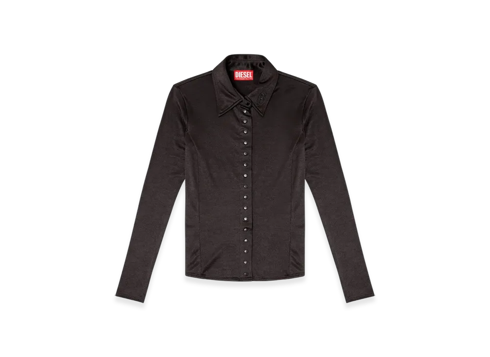 Diesel C-Elaia Fitted Shirt In Fluid Acetate Jersey "Black"