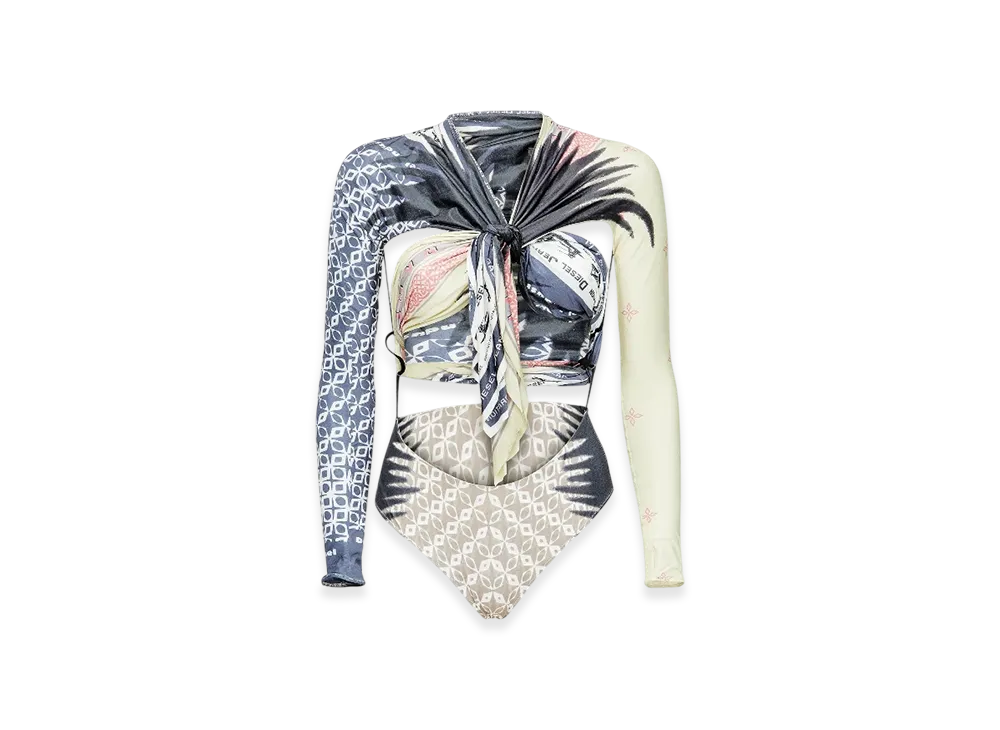 Diesel T-Exo Top With Draped Bandana Front "Black White"