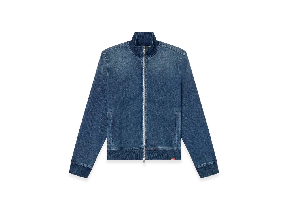 Diesel D-Buzye-S Track Zip-Up Sweater In Track Denim "Dark Blue"