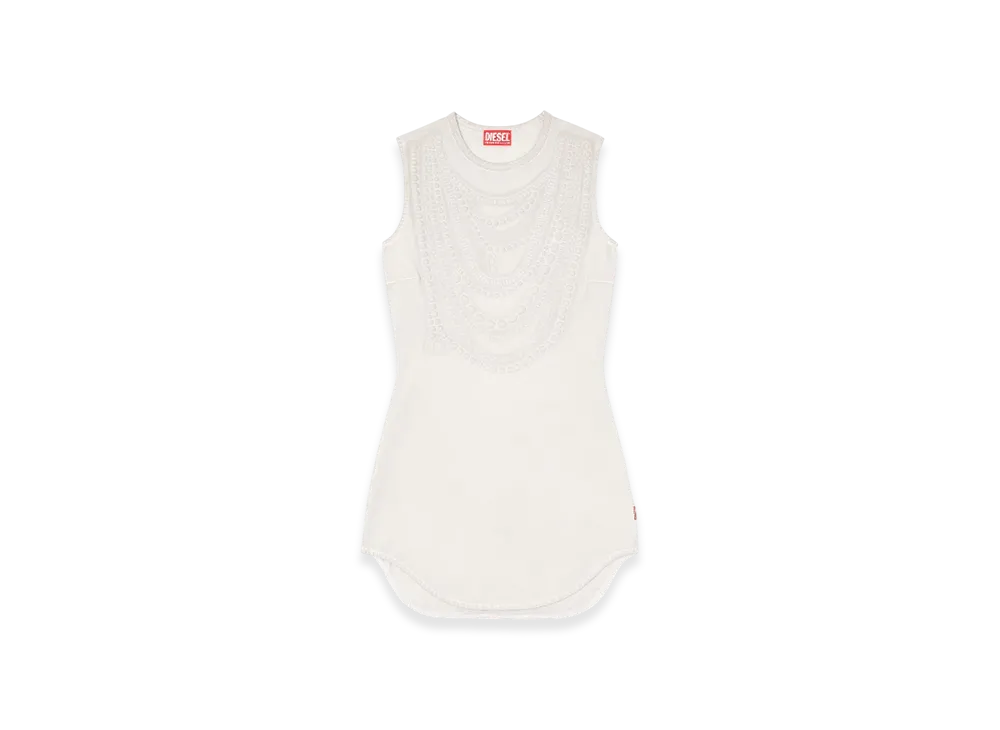 Diesel D-Nekka Mini Dress With Necklace Trompe LOeil "Light Gray"