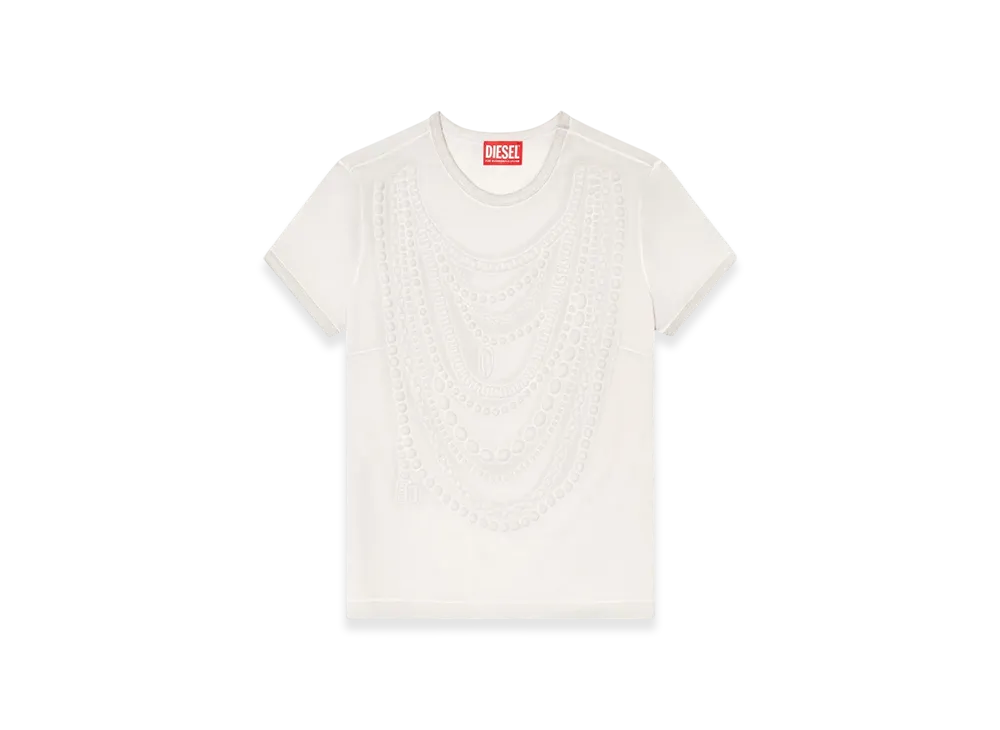Diesel T-Nekka T-Shirt With Embossed Necklace Artwork "Light Gray"