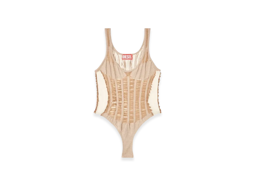 Diesel M-Calipso-Body Seamless Bodysuit With Lingerie Illusion "Beige"