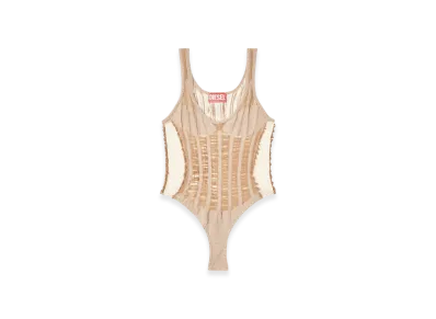 Diesel M-Calipso-Body Seamless Bodysuit With Lingerie Illusion "Beige"