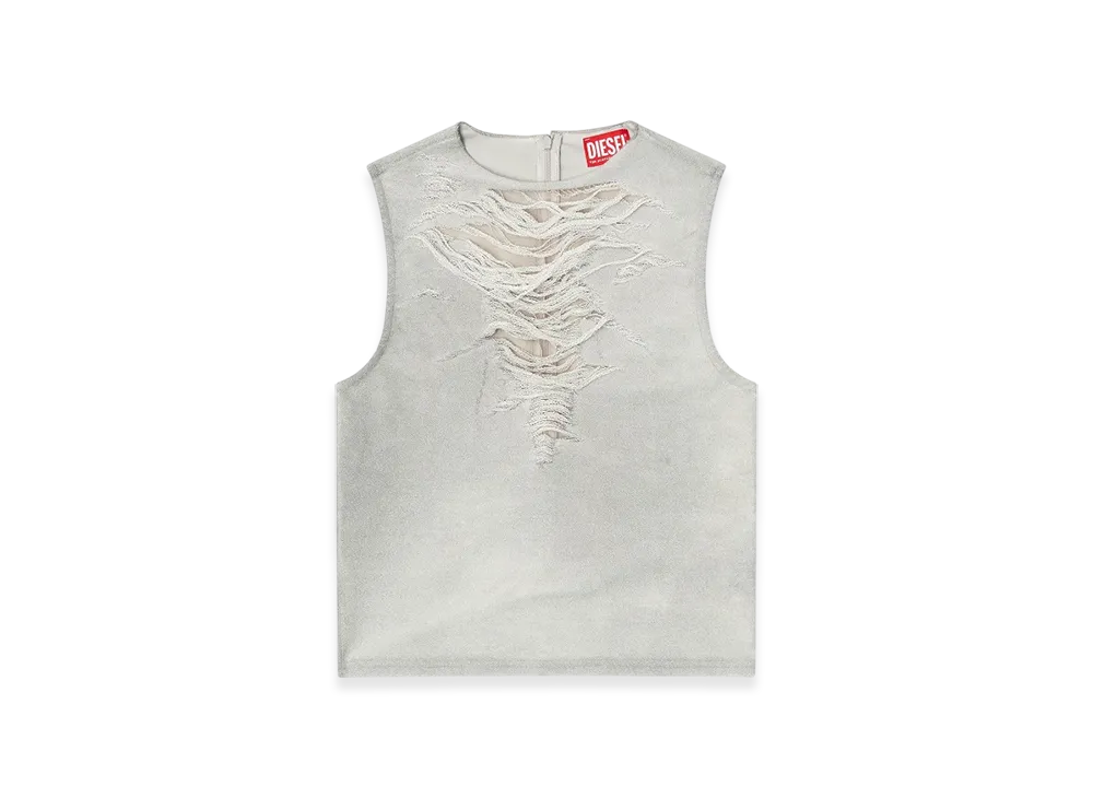 Diesel T-Yasmina Tank Top With Distressed Front "Light Gray"