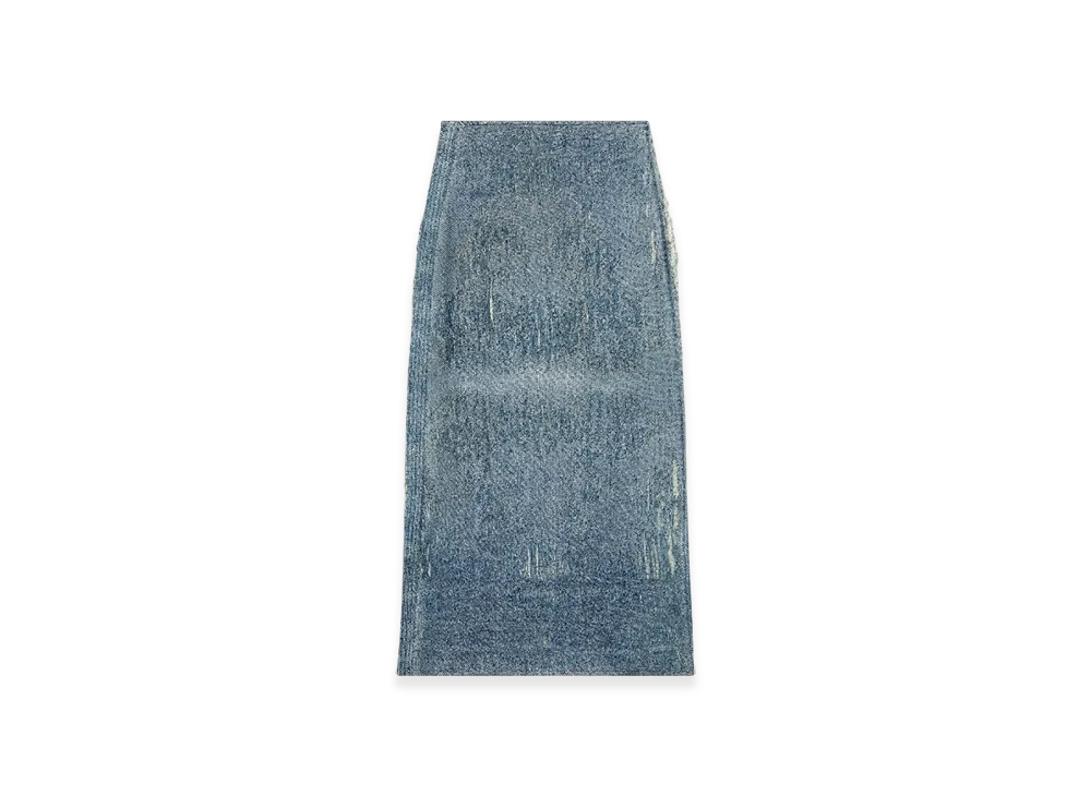 Diesel De-Megan-FSG Skirt In Ultra-Destroyed Jacquard Denim "Medium Blue"