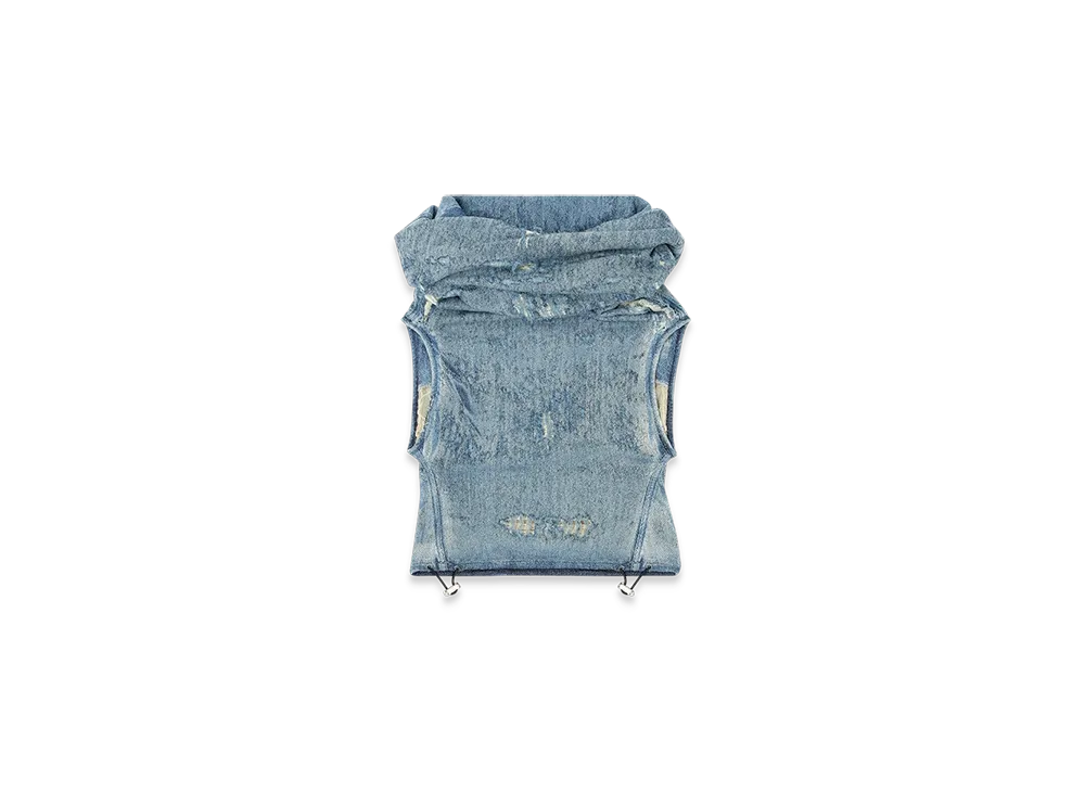 Diesel De-Vania-FSG Top In Ultra-Destroyed Jacquard Denim "Medium Blue"