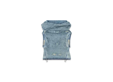 Diesel De-Vania-FSG Top In Ultra-Destroyed Jacquard Denim "Medium Blue"