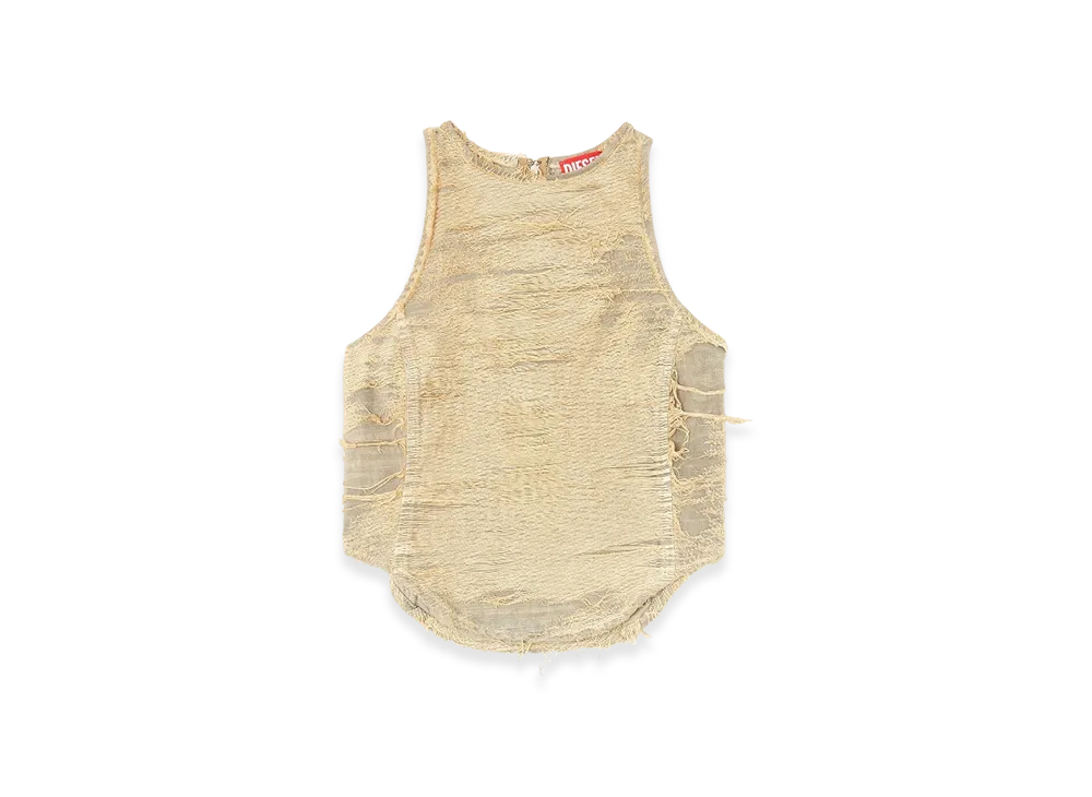 Diesel De-Astro-FSG Top In Overdyed Floating-Thread Denim "Beige"