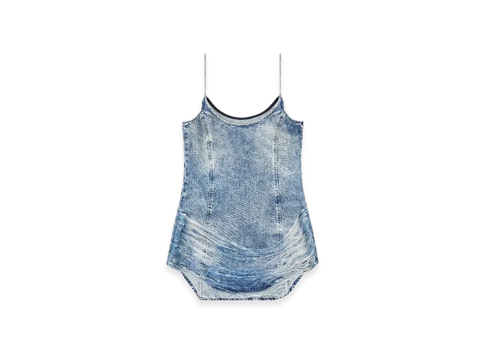 Diesel De-Dra-Short-FSG Minidress In Fringed Tencel Denim "Medium Blue"