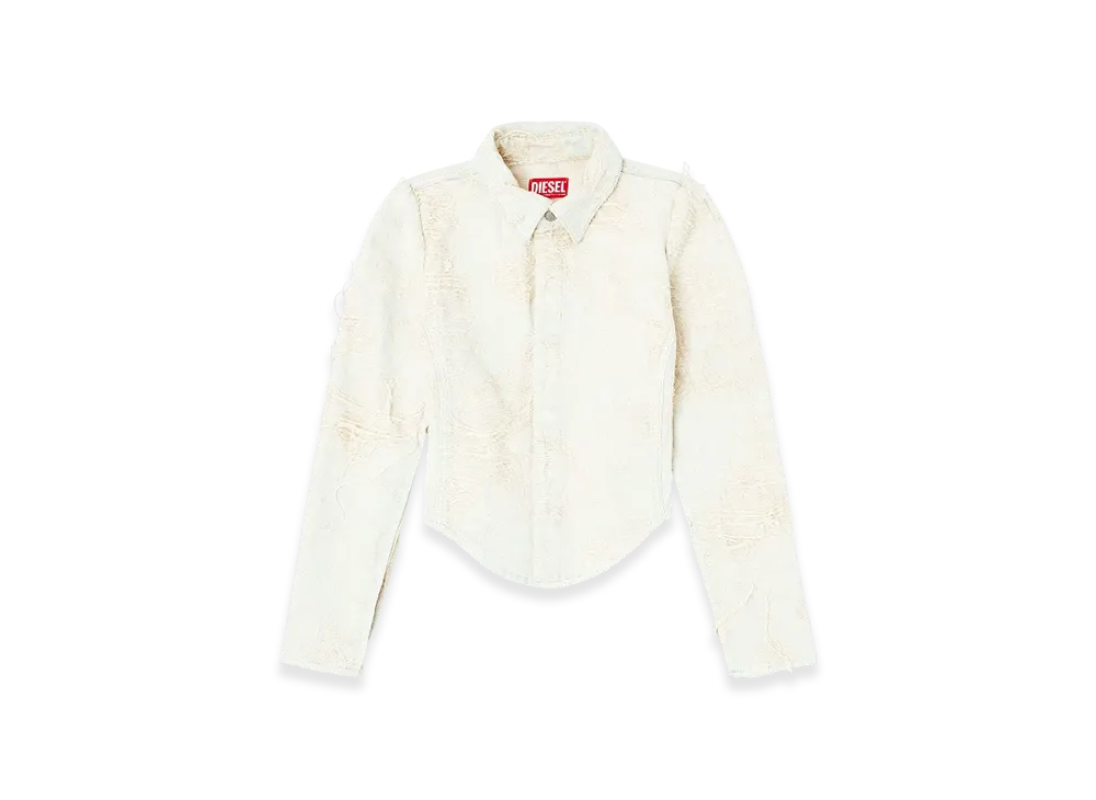 Diesel De-Madeline-FSG Shirt In Jacquard Denim With Floating Threads "White"