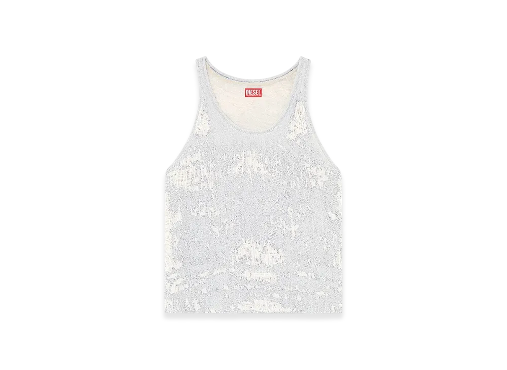 Diesel De-Dalby-FSG Top In Ultra-Destroyed Jacquard Denim "Light Blue"