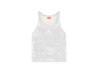 Diesel De-Dalby-FSG Top In Ultra-Destroyed Jacquard Denim "Light Blue"