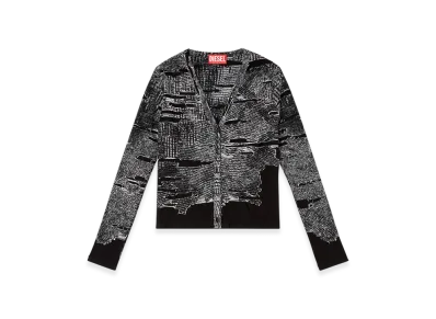 Diesel M-Alima-L Cardigan With Engineered Distressing "Black"