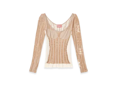 Diesel M-Calai Seamless Top With Lingerie Illusion "Beige"
