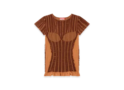Diesel M-Calai-SS Seamless T-Shirt With Lingerie Illusion "Brown"