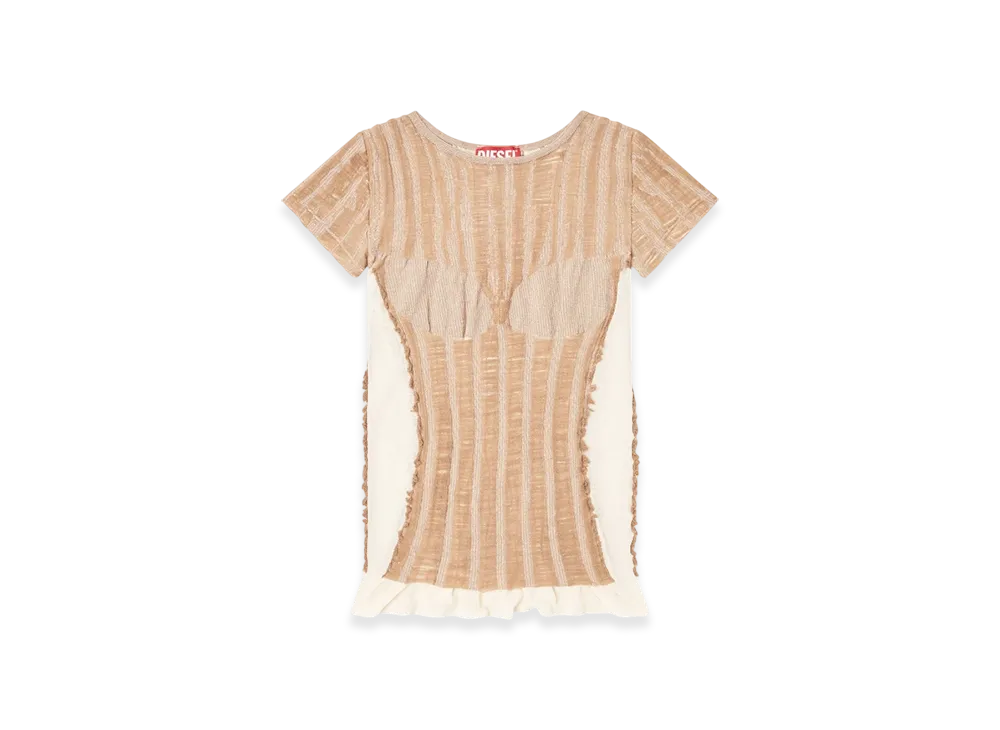 Diesel M-Calai-SS Seamless T-Shirt With Lingerie Illusion "Beige"