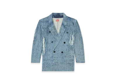 Diesel D-Pekka-FSG2 Blazer In Ultra-Destroyed Jacquard Denim "Light Blue"