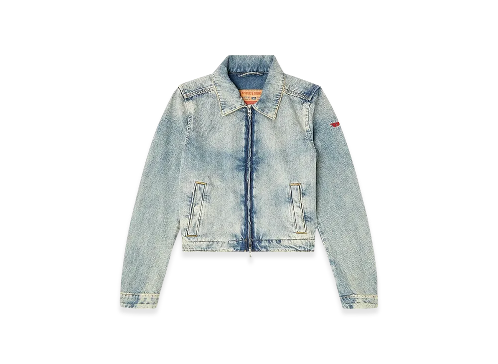 Diesel De-Corb Jacket In Dirt-Effect Fluid Tencel Denim "Light Blue"