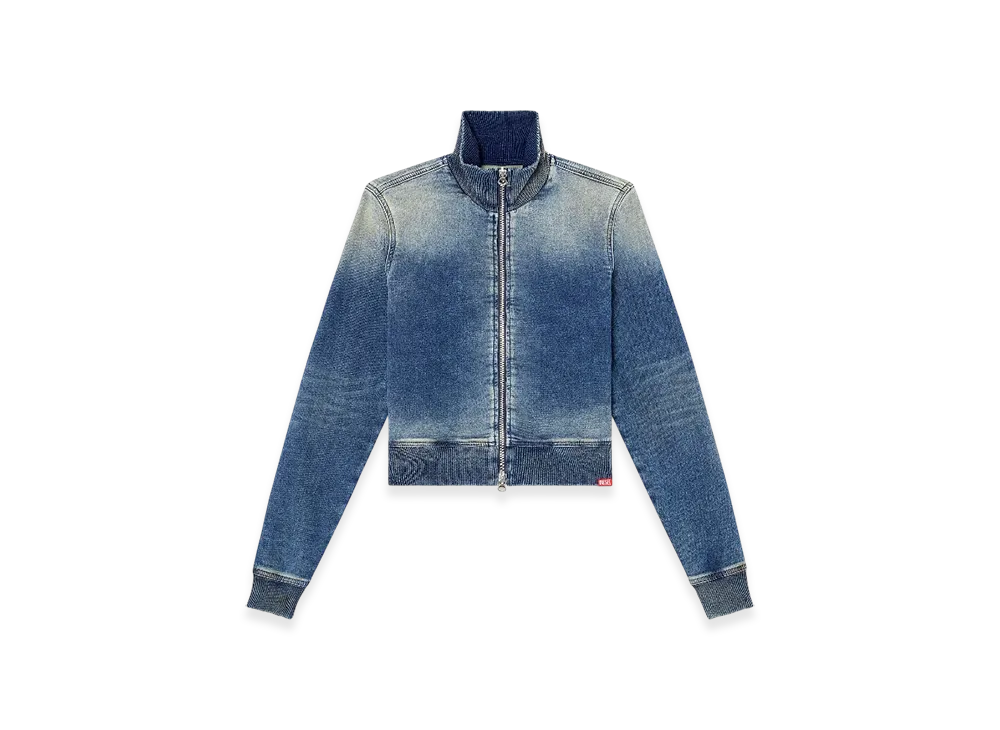 Diesel D-Emy Track Zip-Up Sweatshirt In Worn-In Track Denim "Medium Blue"