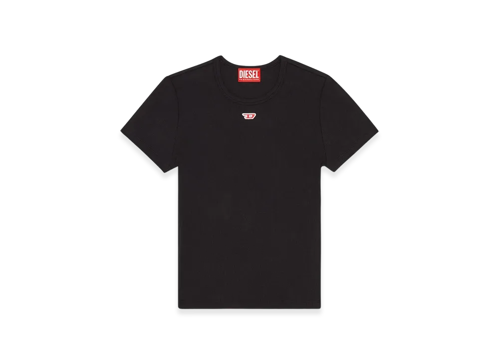 Diesel T-Ele-Long-D T-Shirt With D Logo Patch "Black"