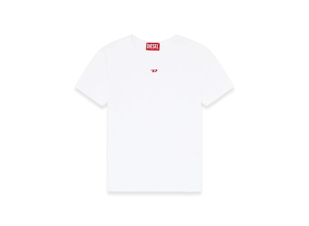 Diesel T-Ele-Long-D T-Shirt With D Logo Patch "White"