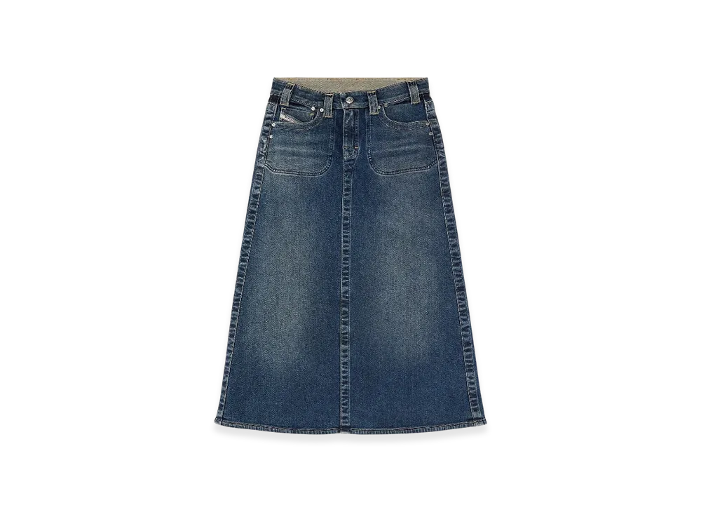 Diesel De-Pago-Mid-Re Midi Skirt In Rehab Denim "Dark Blue"