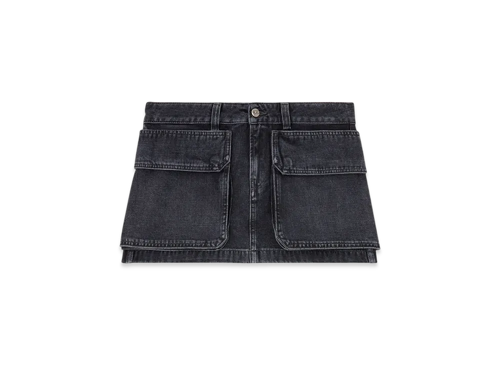 Diesel De-Ton Mini Skirt In Batavia-Weave Denim "Black"