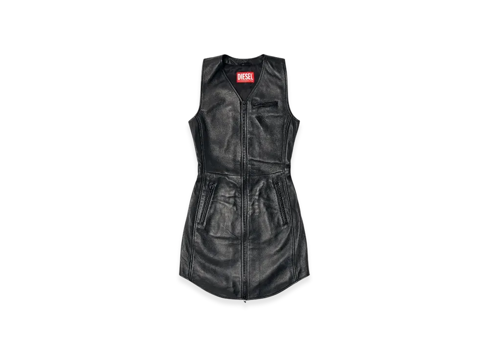 Diesel L-Ilith Short Zipped Leather Dress "Black"