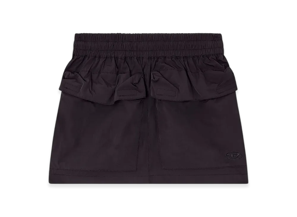 Diesel O-Cean Crinkled Mini Skirt With Utility Pockets "Black"