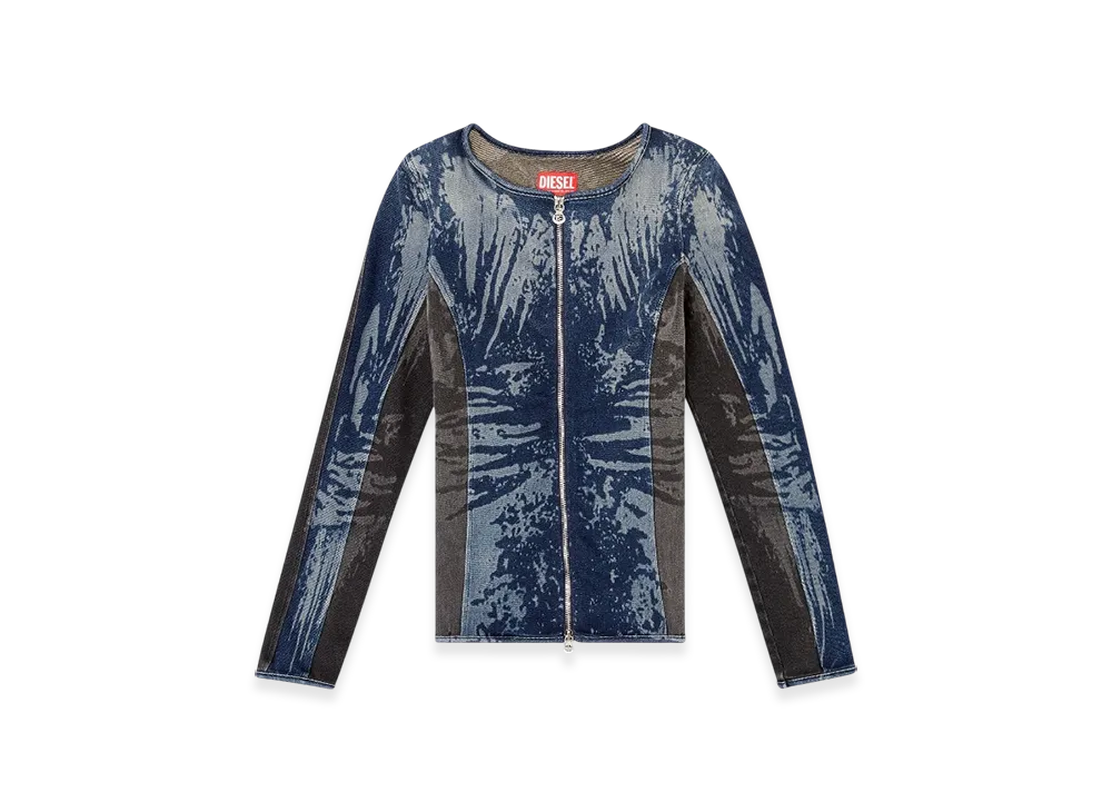 Diesel De-Gary-S Zipped Top In Bicolor Denim "Dark Blue"