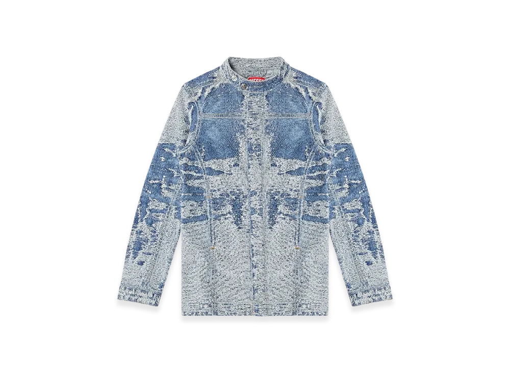 Diesel De-Mor-S1 Jacket In Distressed Jacquard Denim "Medium Blue"