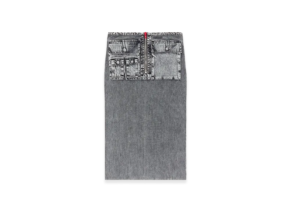 Diesel M-Meryn Knit Midi Skirt With Denim Cargo Pockets "Dark Gray"
