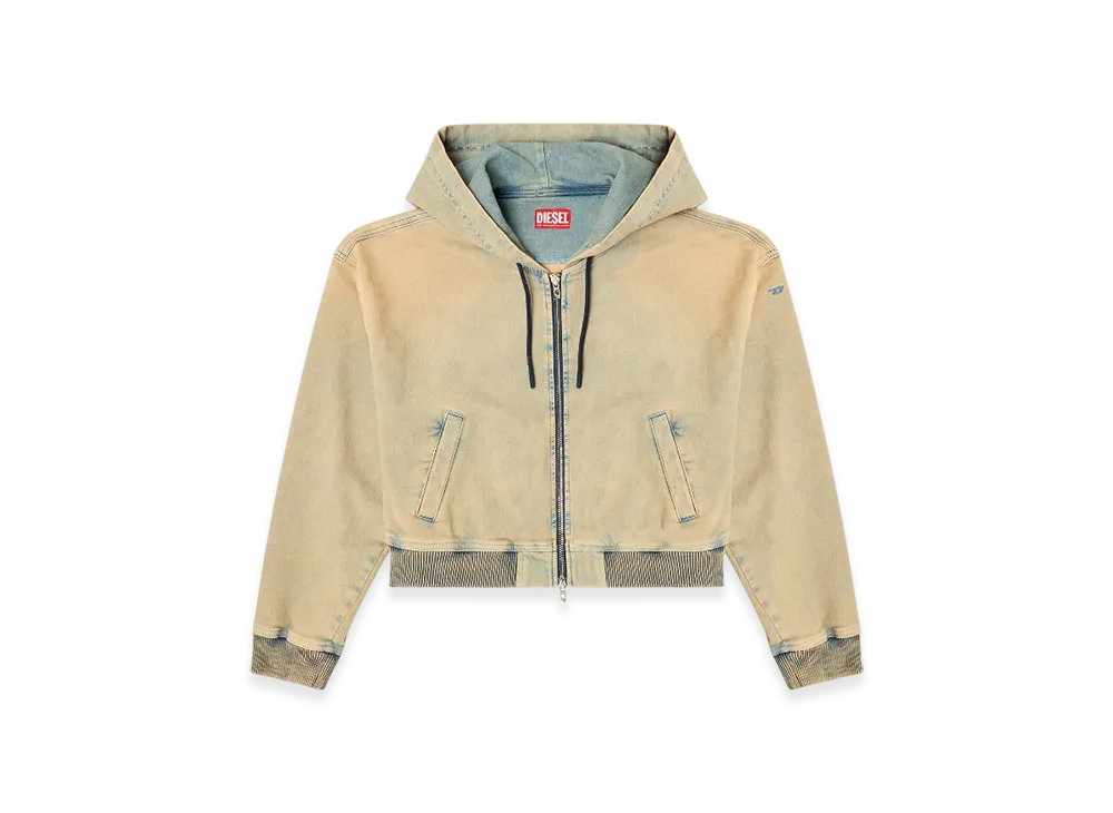 Diesel De-Giri-Crop Jogg Zipped Hoodie In Colored Joggjeans "Beige Blue"