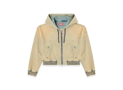 Diesel De-Giri-Crop Jogg Zipped Hoodie In Colored Joggjeans "Beige Blue"