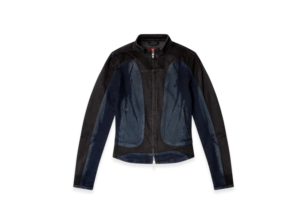Diesel De-Morny-S Biker-Style Jacket In Bicolour Denim "Black Blue"