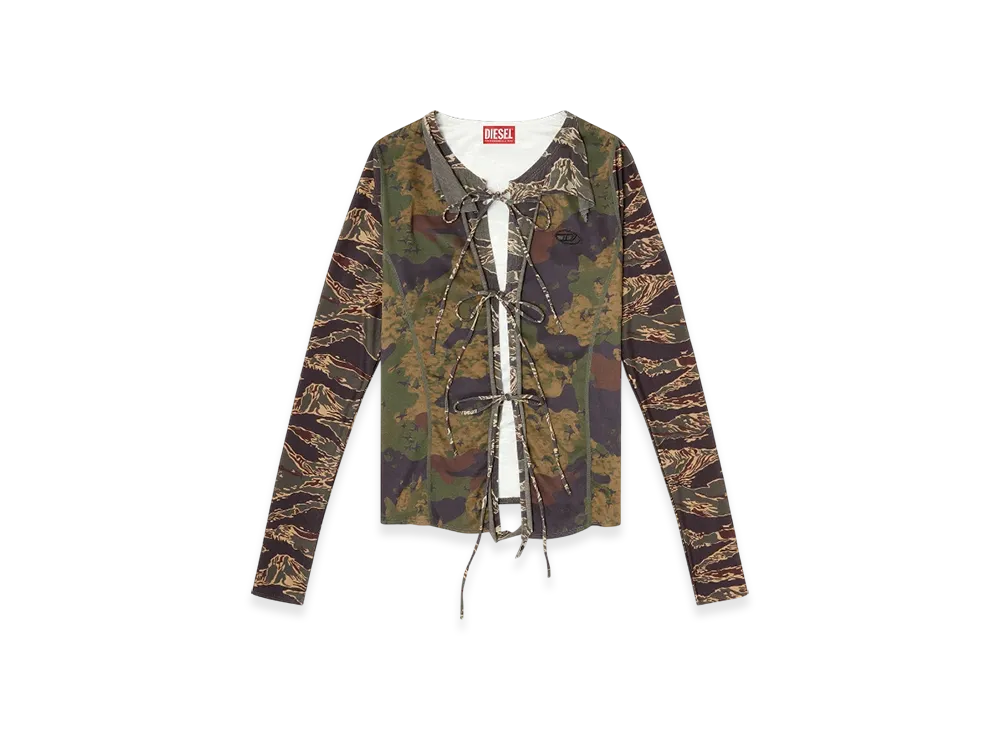 Diesel T-Afry Tie Cardigan With Mixed Camo Prints "Military Green"